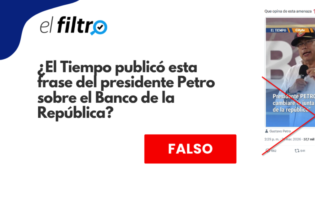 Circula montaje falso con mensaje atribuido a Gustavo Petro sobre el Banco Central